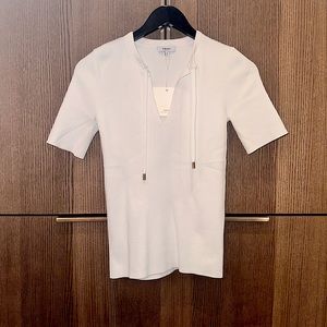 REISS Sian Tie Neck Top in White (NEW / Unworn)
